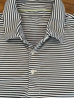 J.CREW PERFORMANCE Navy White Striped Polo Shirt Men's Size XL Short Sleeve